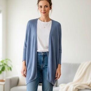 Halogen Blue 100% Cashmere One Size Open Front Dolman Sleeve Cardigan Sweater